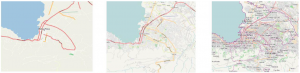 Maps from OSM data showing Port-Au-Prince before the earthquake, two days after the earthquake and how it looks now (NEIS ET AL. 2010, 5)